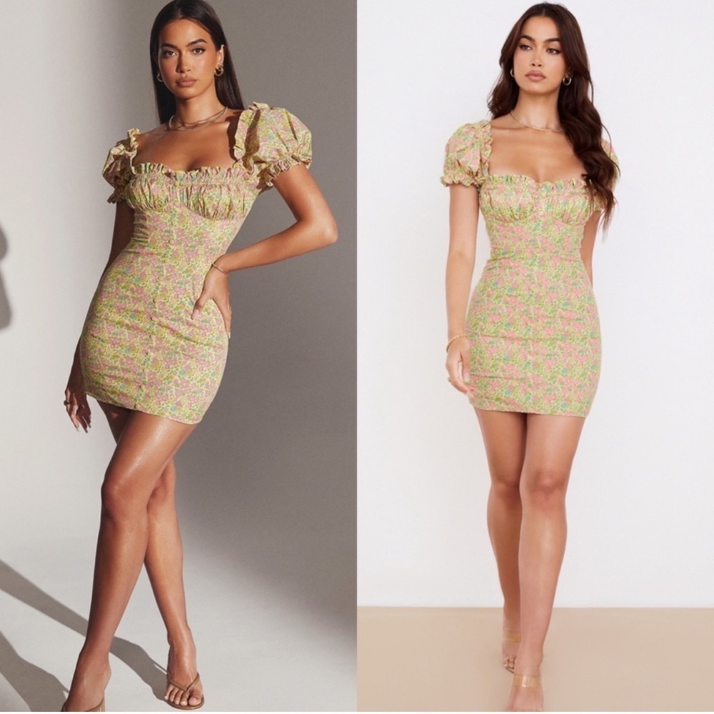 House of CB Tanaya Vintage Floral Puff Sleeve Mini Dress New with Tags!